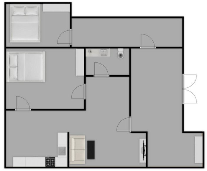 Möblierter 2D-Grundriss in Wallchplan-Qualität