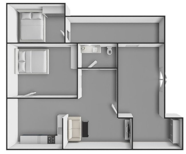 3D-Vogelperspektive des Wallchplan-Grundrisses